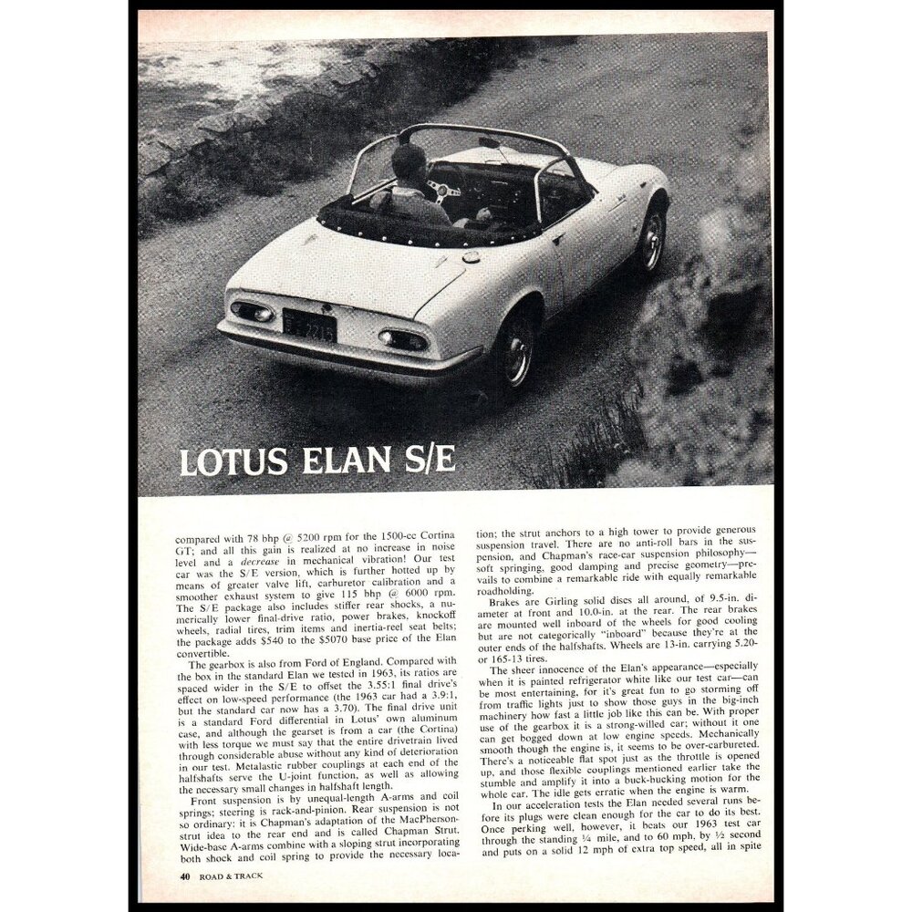 1968 Lotus Elan S/E Convertible Roadster 5 Page Original Vintage Print Article - Picture 2 of 5